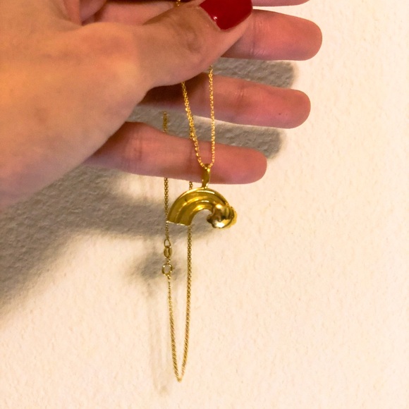 18k SOLID Gold Rainbow Pendant & 18k Gold Chain - Picture 3 of 4